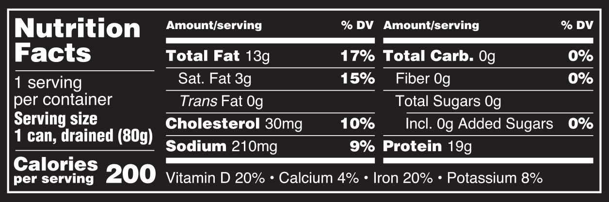 Skinless Boneless Sardines Nutrition Facts