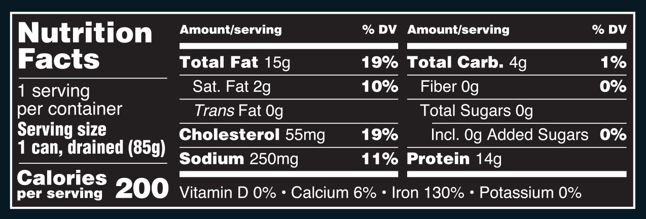 Smoked Baby Clams Nutrition Facts