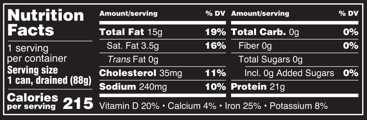 Skinless Boneless Sardines Nutrition Facts