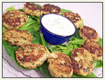 Spicy Salmon Patties with Lemon Cilantro Dressing