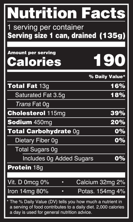 Whole Oysters in Water Nutrition Facts