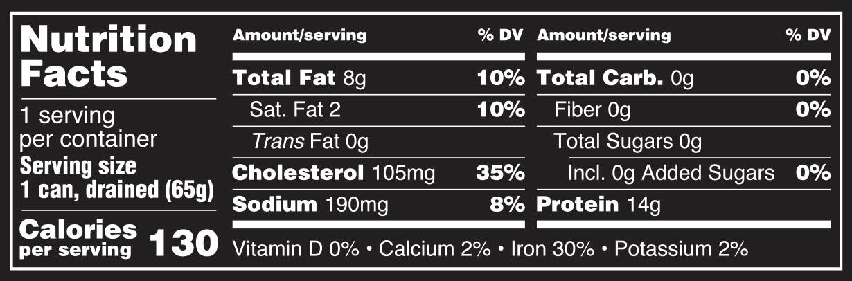 Smoked Oysters in Cottonseed Oil Nutrition Facts