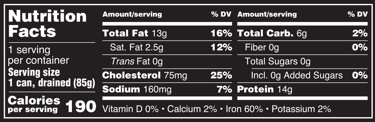 Smoked Oysters in Olive Oil Nutrition Facts