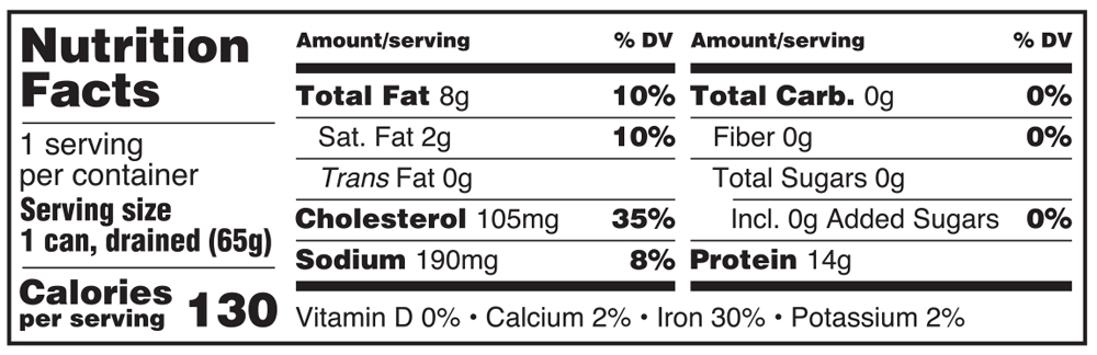 Cocktail Smoked Oysters Nutrition Facts